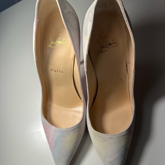 Christian Louboutin So Kate 120 Aquarelle Watercolor White Suede,Multi-color - Picture 11 of 15